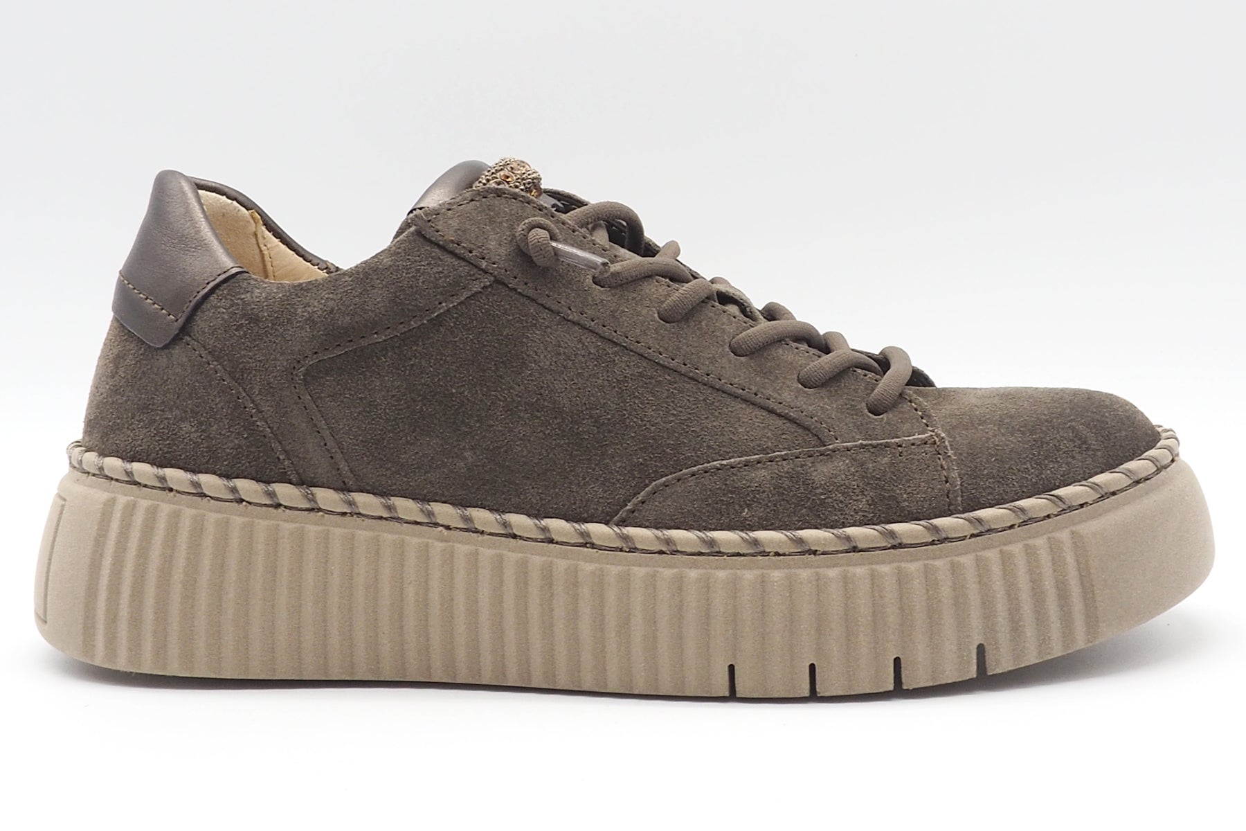 Damen Sneaker aus Veloursleder mit Dekosteinen in Braun Damen Sneaker Gabor 