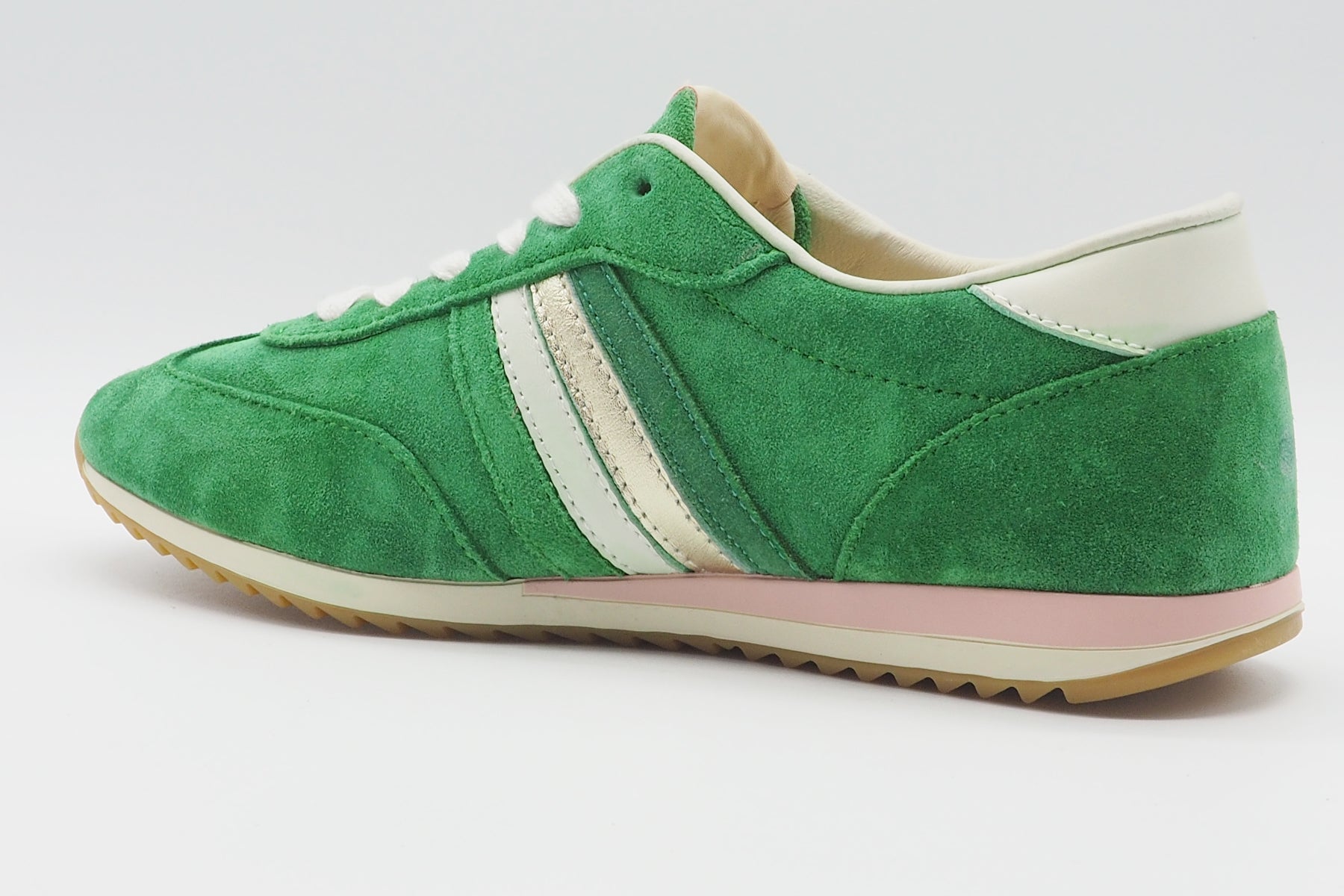 Damen Sneaker im Retrostil aus Velours in Grün mit Streifen Damen Sneaker Serafini 