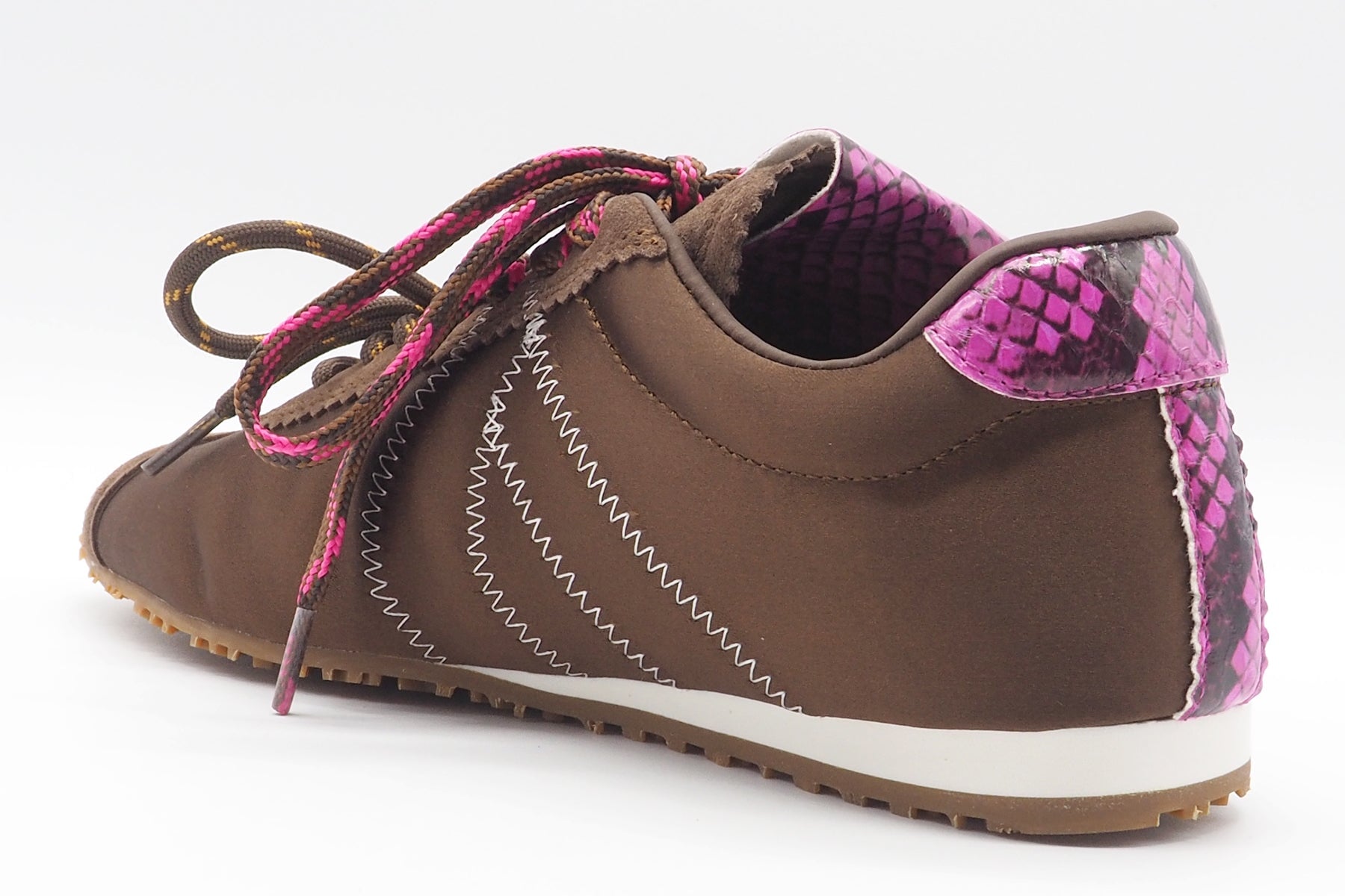 Damen Sneaker in Retrostil aus Satin & Velours in Braun & Pink Damen Sneaker Massimo Santini 