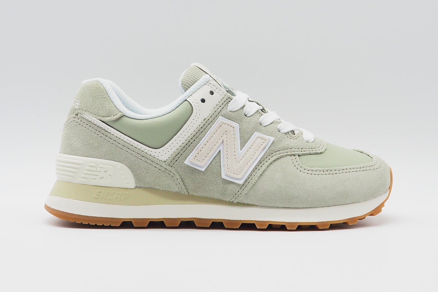 Damen Sneaker WL574QD2 aus Veloursleder & Leder in Hellgrün Damen Sneaker New Balance 