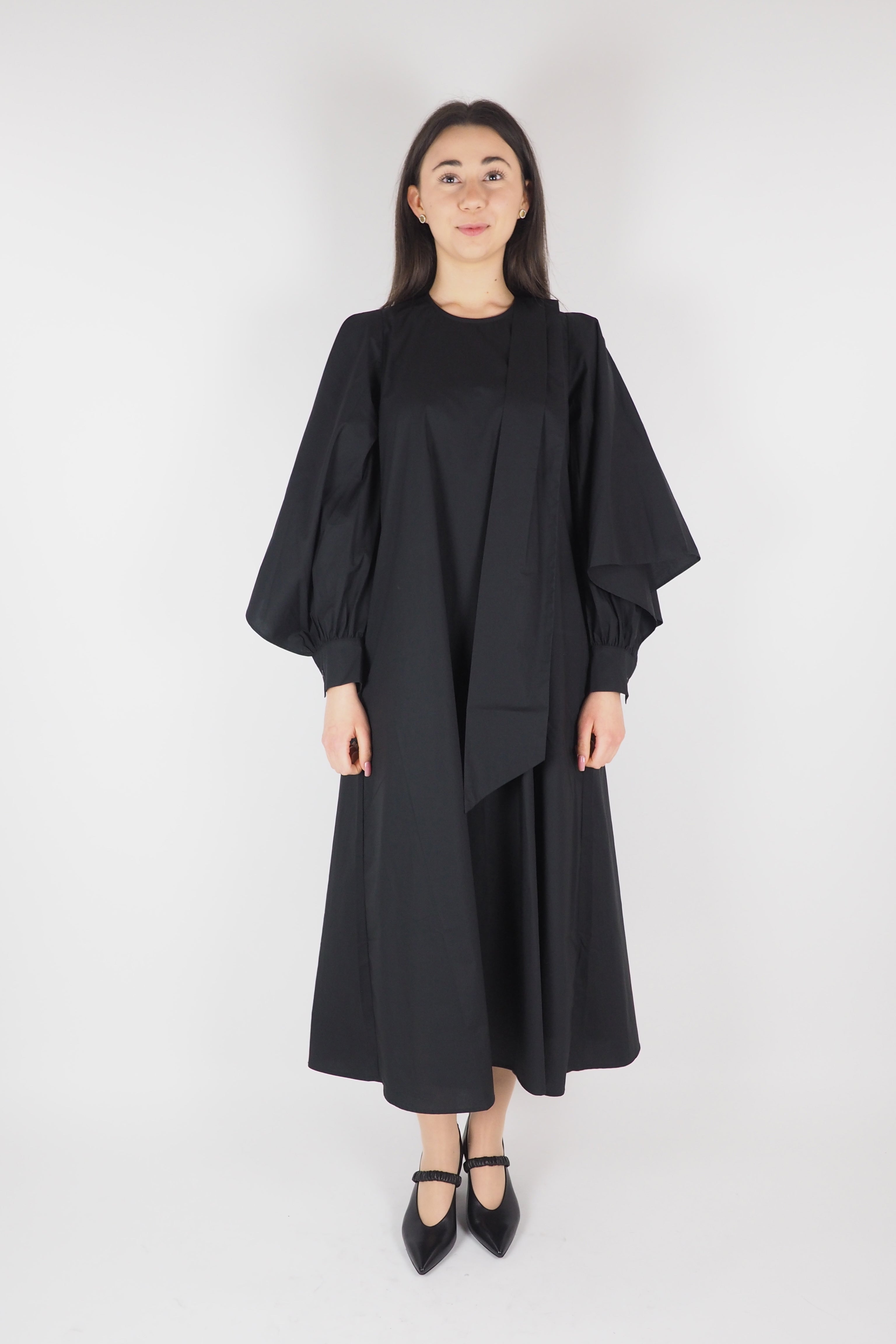 Damen Sommerkleid aus Baumwollpopelin in Schwarz Damen Kleid Psophia 