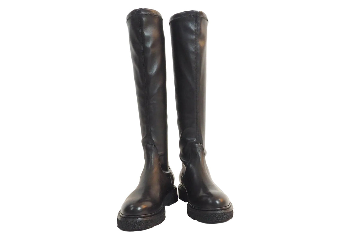 Damen Stiefel aus Glattleder in Schwarz mit anschmiegsamen Stretchlederschaft - Leichtsohle Damen Stiefel Guglielmo Rotta 