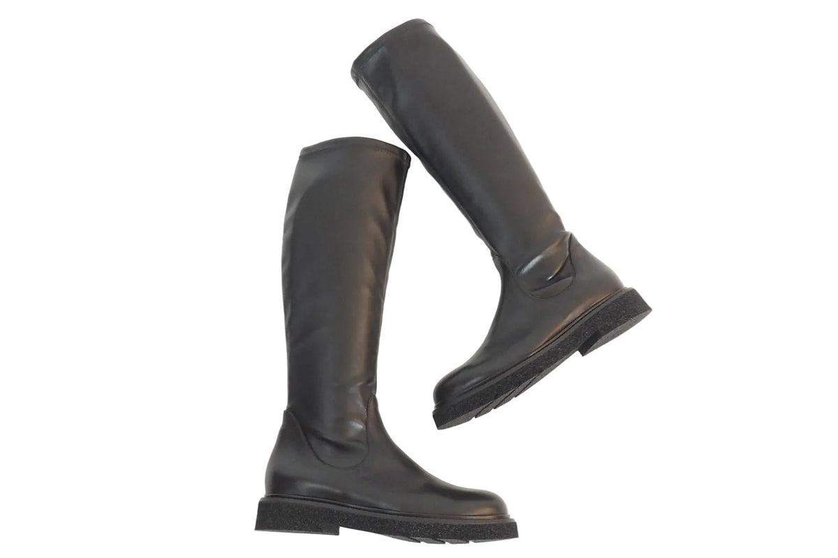 Damen Stiefel aus Glattleder in Schwarz mit anschmiegsamen Stretchlederschaft - Leichtsohle Damen Stiefel Guglielmo Rotta 