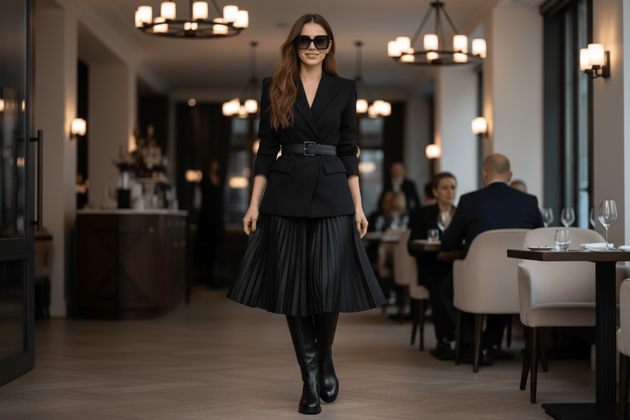 Damen Stiefel aus Leder in Schwarz mit anschmiegsamen Lederstretchschaft - 3 cm Absatz Damen Stiefel Truman´s 