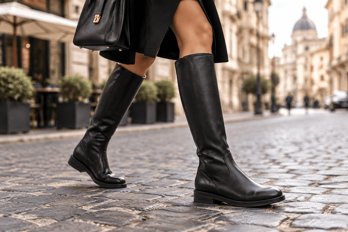 Damen Stiefel aus Leder in Schwarz mit anschmiegsamen Lederstretchschaft Damen Stiefel Truman´s 