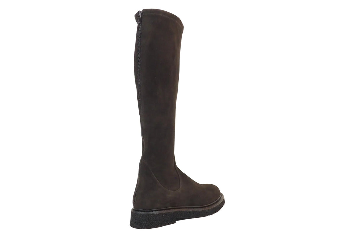 Damen Stiefel aus Velours in Braun mit anschmiegsamen Stretchlederschaft - Leichtsohle Damen Stiefel Guglielmo Rotta 