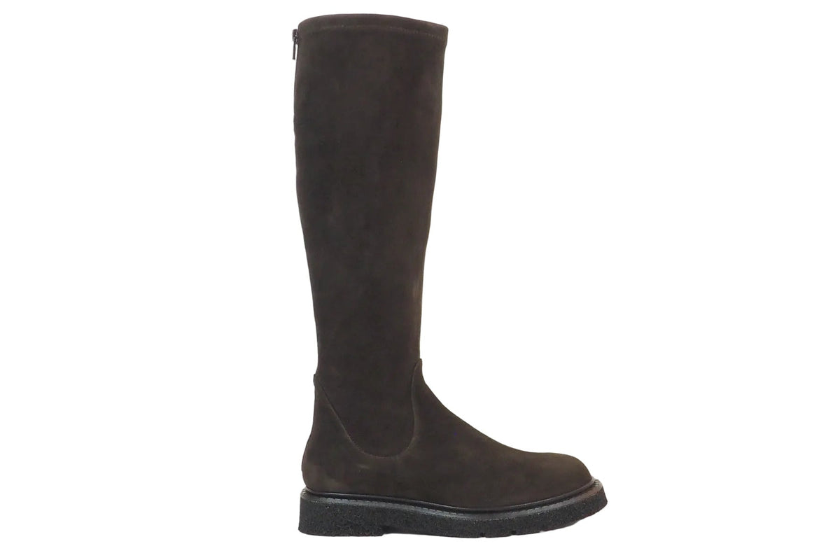 Damen Stiefel aus Velours in Braun mit anschmiegsamen Stretchlederschaft - Leichtsohle Damen Stiefel Guglielmo Rotta 