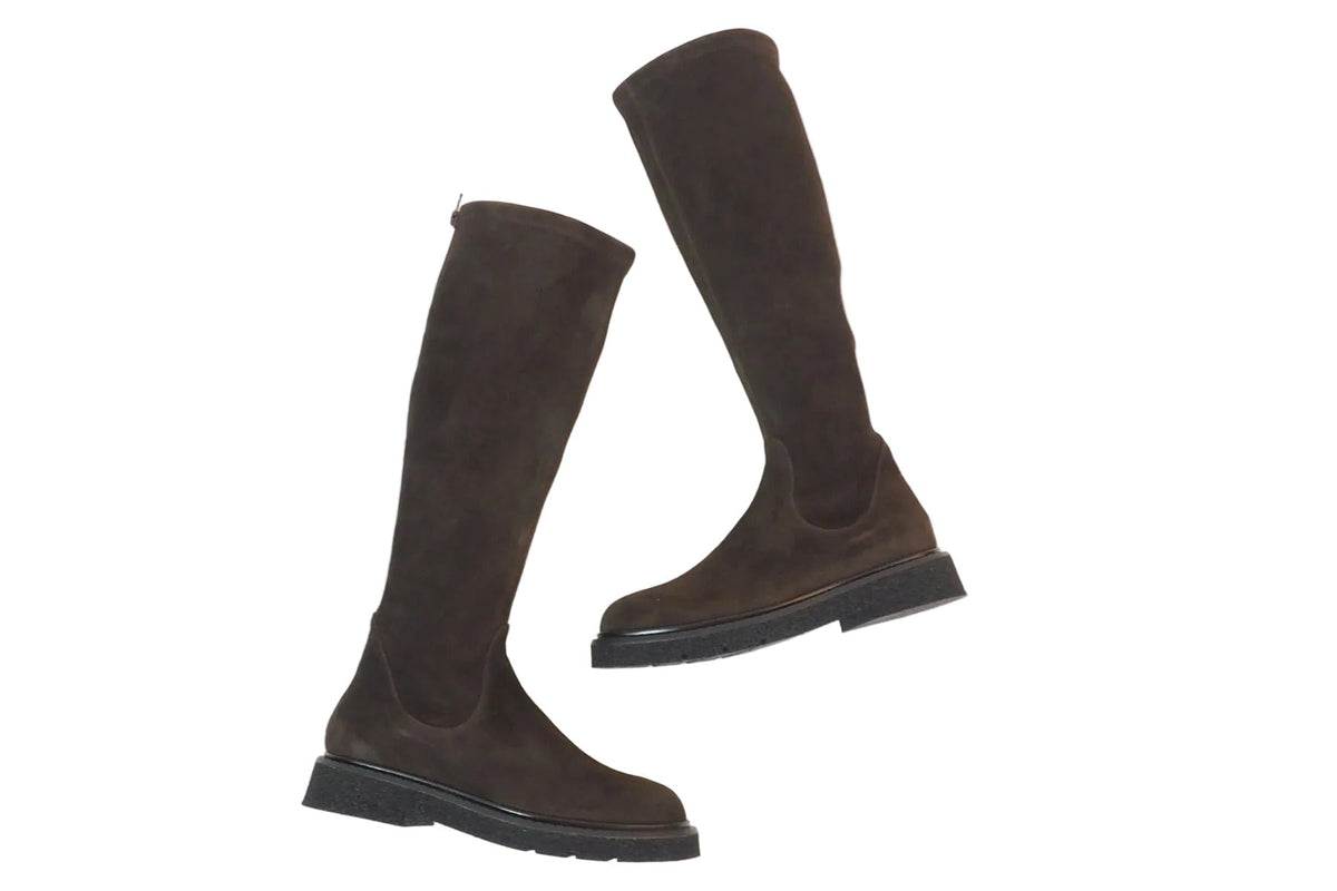 Damen Stiefel aus Velours in Braun mit anschmiegsamen Stretchlederschaft - Leichtsohle Damen Stiefel Guglielmo Rotta 