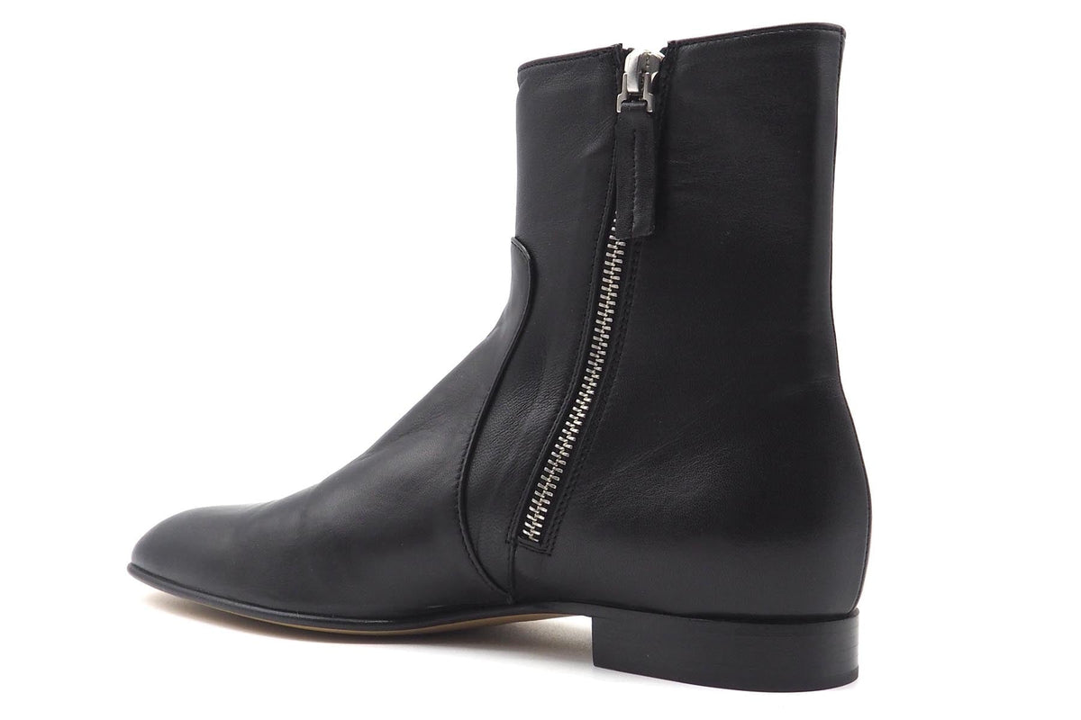Damen Stiefelette aus softem Handschuhleder in Schwarz - Absatz 2 cm Damen Stiefeletten Pomme D'or 