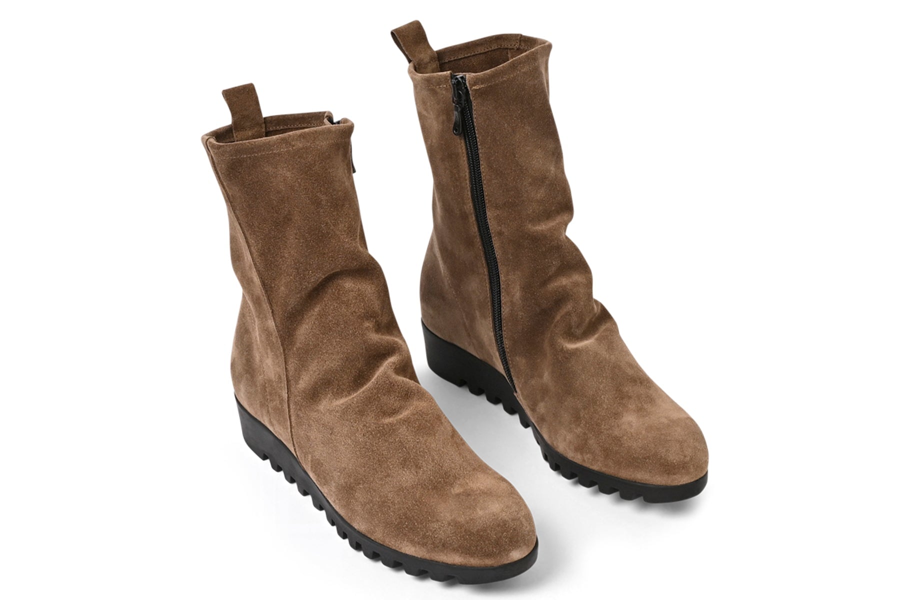 Damen Stiefelette aus Velourleder in Braun & Naturkautschuksohle - Lombya Damen Stiefeletten Arche 