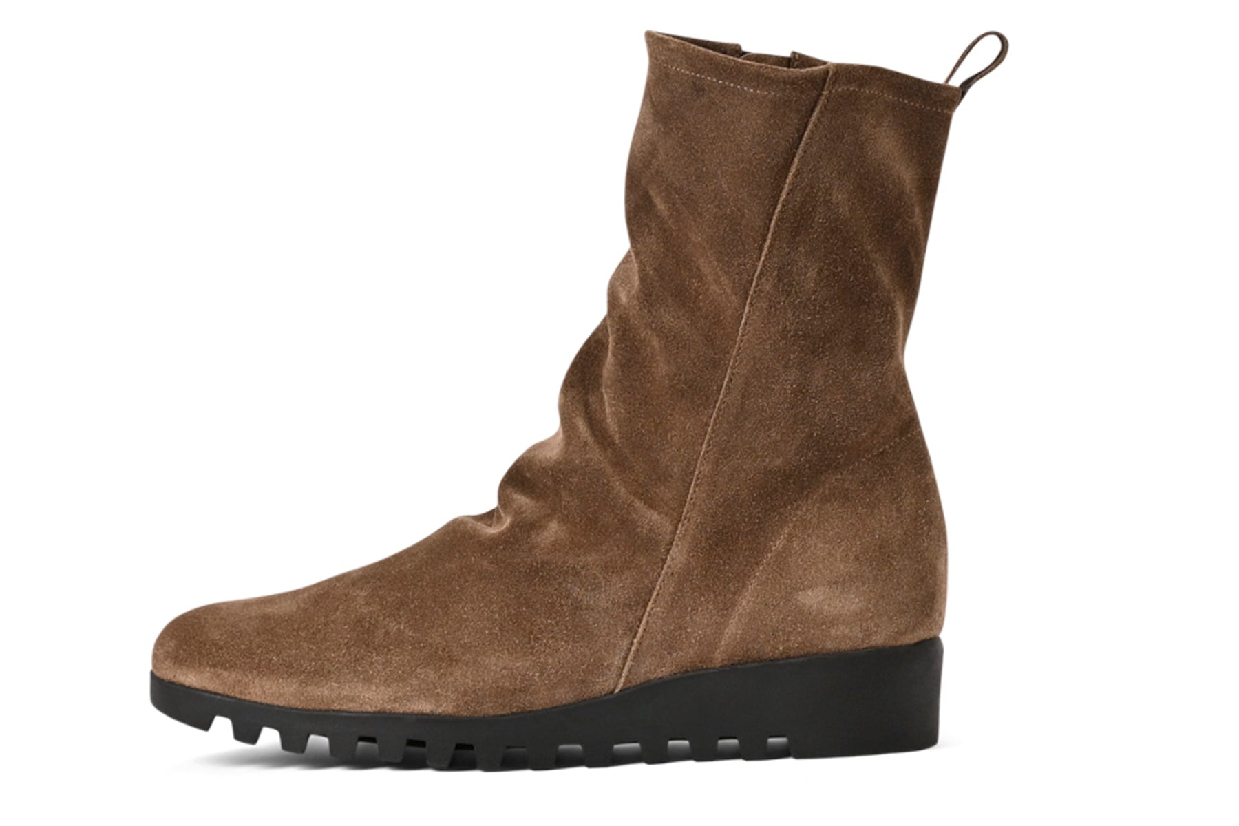 Damen Stiefelette aus Velourleder in Braun & Naturkautschuksohle - Lombya Damen Stiefeletten Arche 