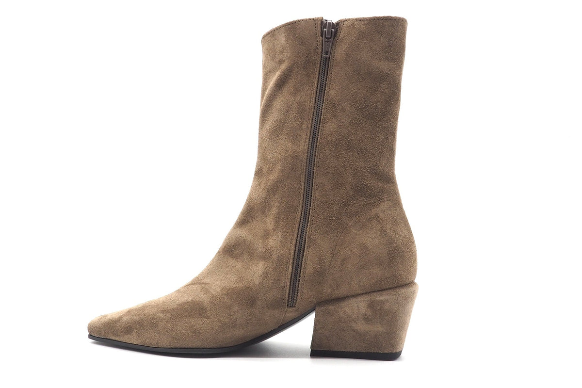 Damen Stiefelette aus Veloursleder in Taupe - Absatzhöhe 5 cm Damen Stiefeletten Kennel & Schmenger 