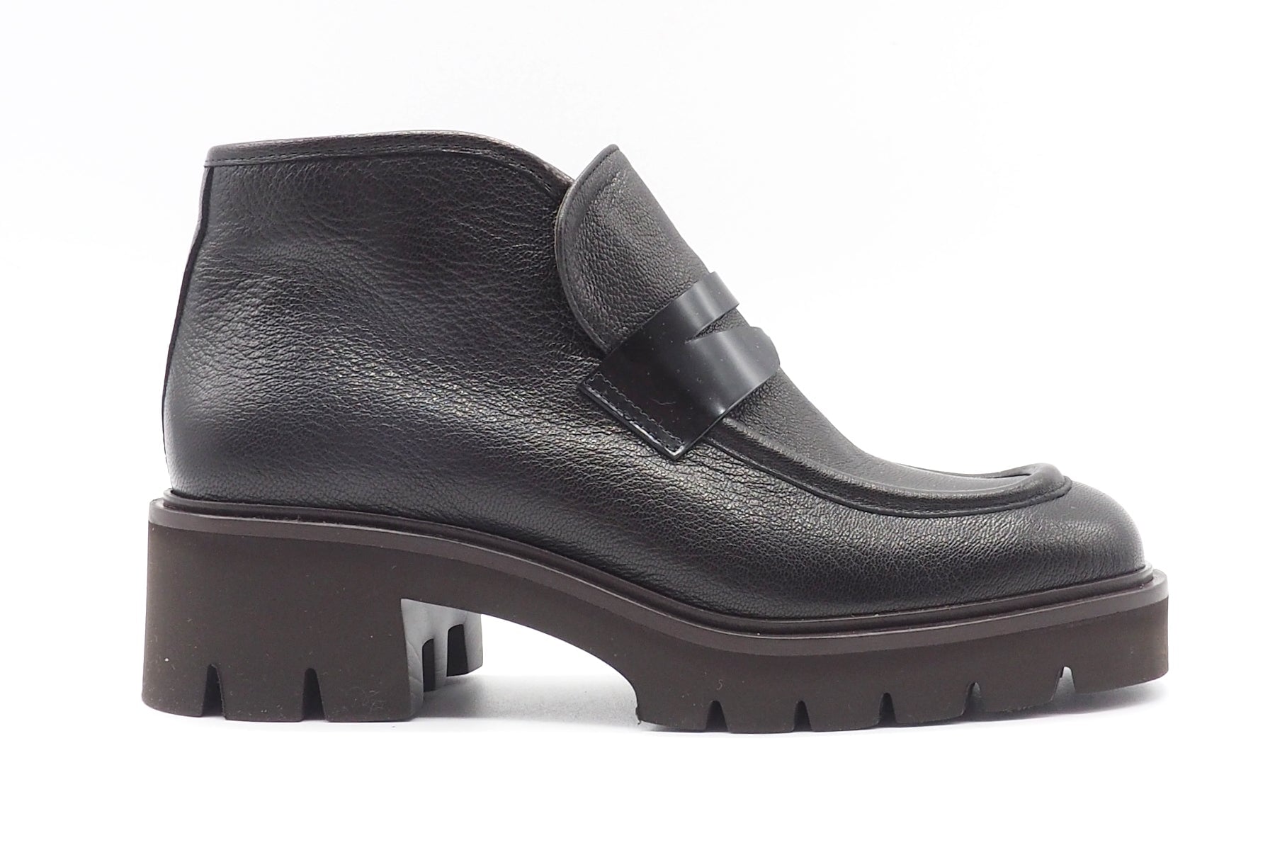 Damen Stiefelette im Loaferstil aus Leder in Schwarz - Absatz 5cm Damen Stiefelette Brunate 