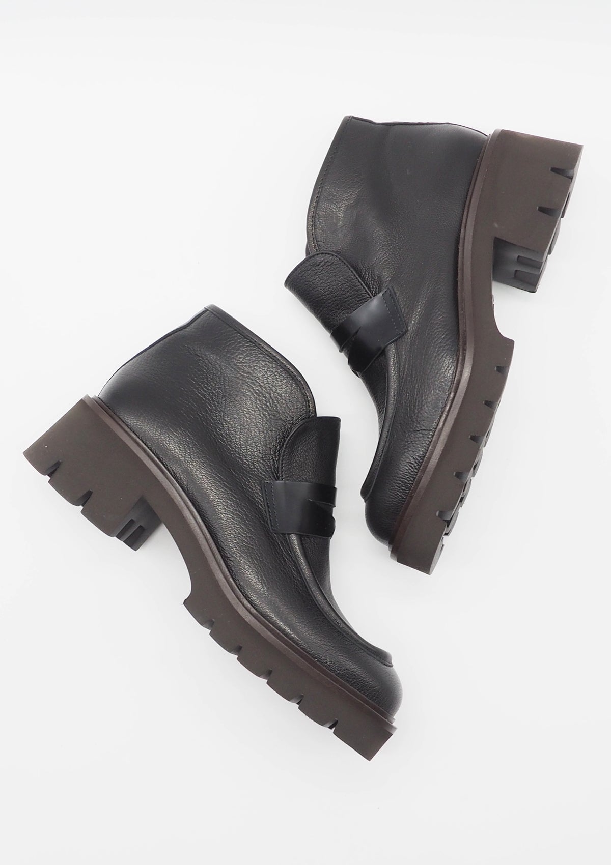 Damen Stiefelette im Loaferstil aus Leder in Schwarz - Absatz 5cm Damen Stiefelette Brunate 
