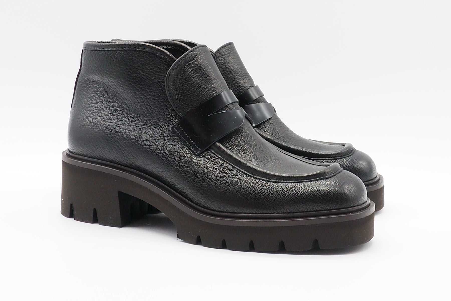 Damen Stiefelette im Loaferstil aus Leder in Schwarz - Absatz 5cm Damen Stiefelette Brunate 