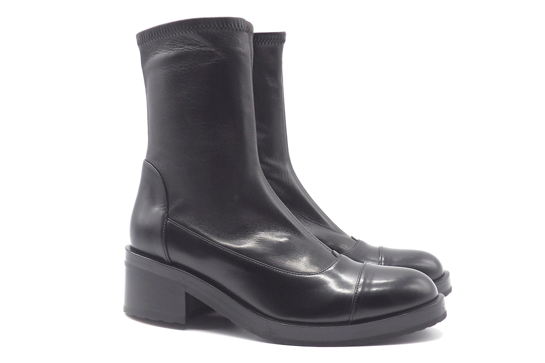 Damen Stiefeletten aus Leder in Schwarz mit schmalem Lederstretchschaft - 5 cm Absatz Damen Stiefeletten Truman´s 