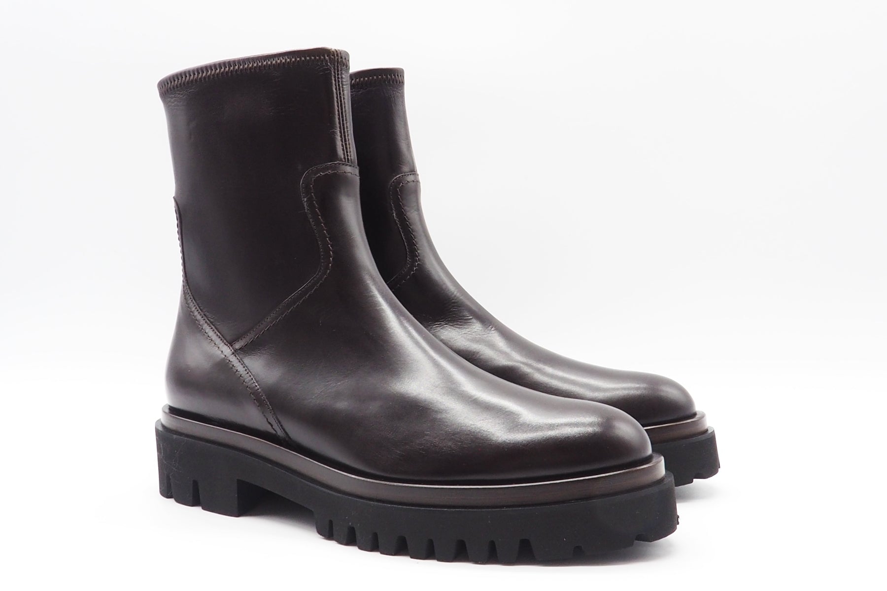 Damen Stiefeletten aus Lederstretch in Dunkelbraun auf Profilsohle Damen Stiefeletten Truman´s 