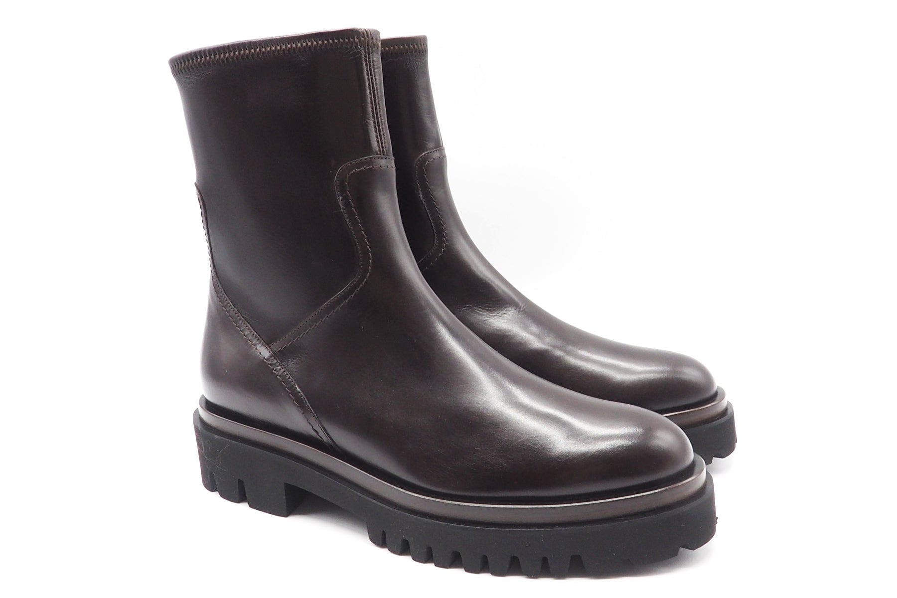 Damen Stiefeletten aus Lederstretch in Dunkelbraun auf Profilsohle Damen Stiefeletten Truman´s 
