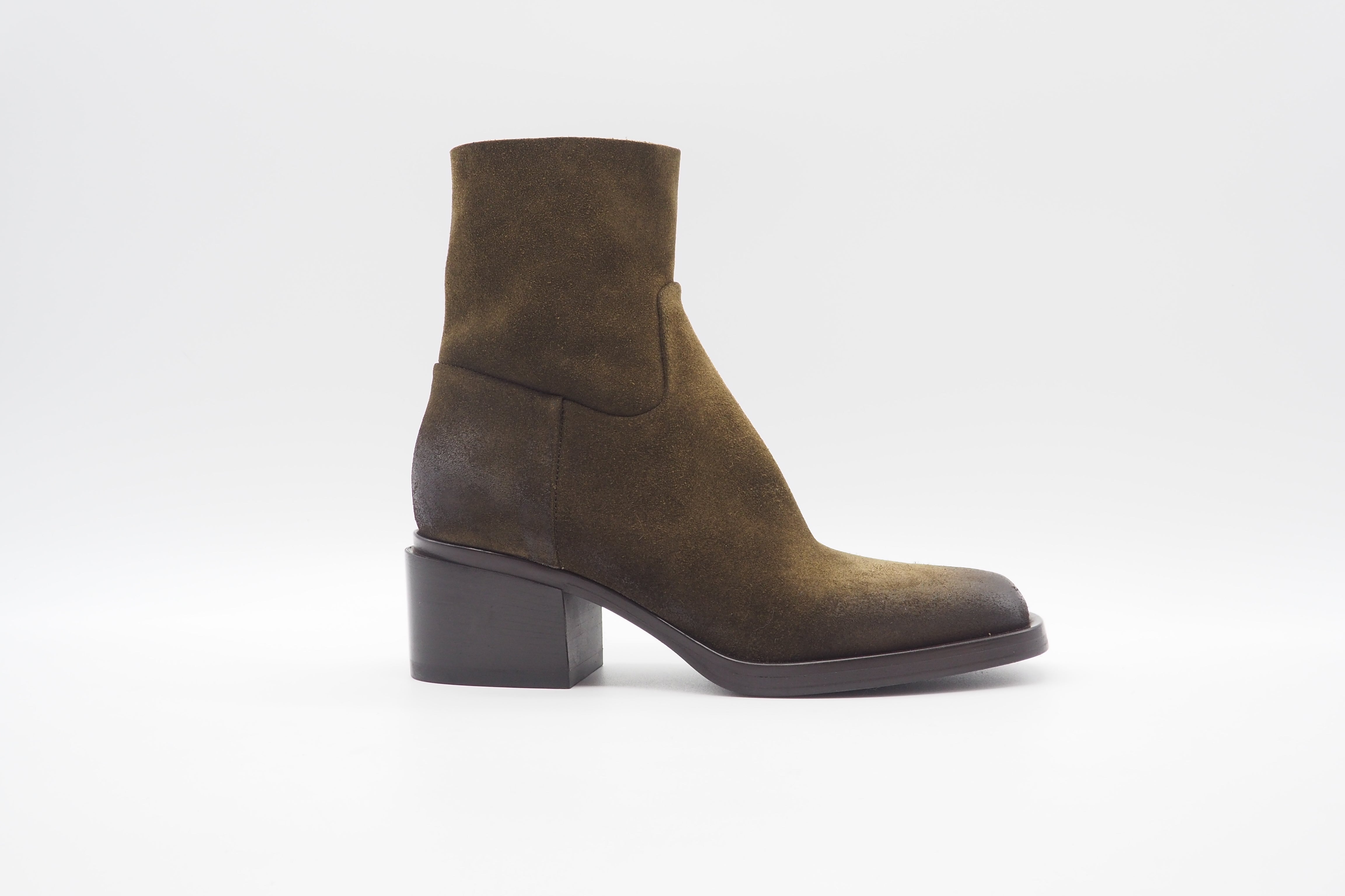 Damen Stieflette aus Veloursleder in Oliv - Absatz 5cm Damen Stiefel Elena Iachi 