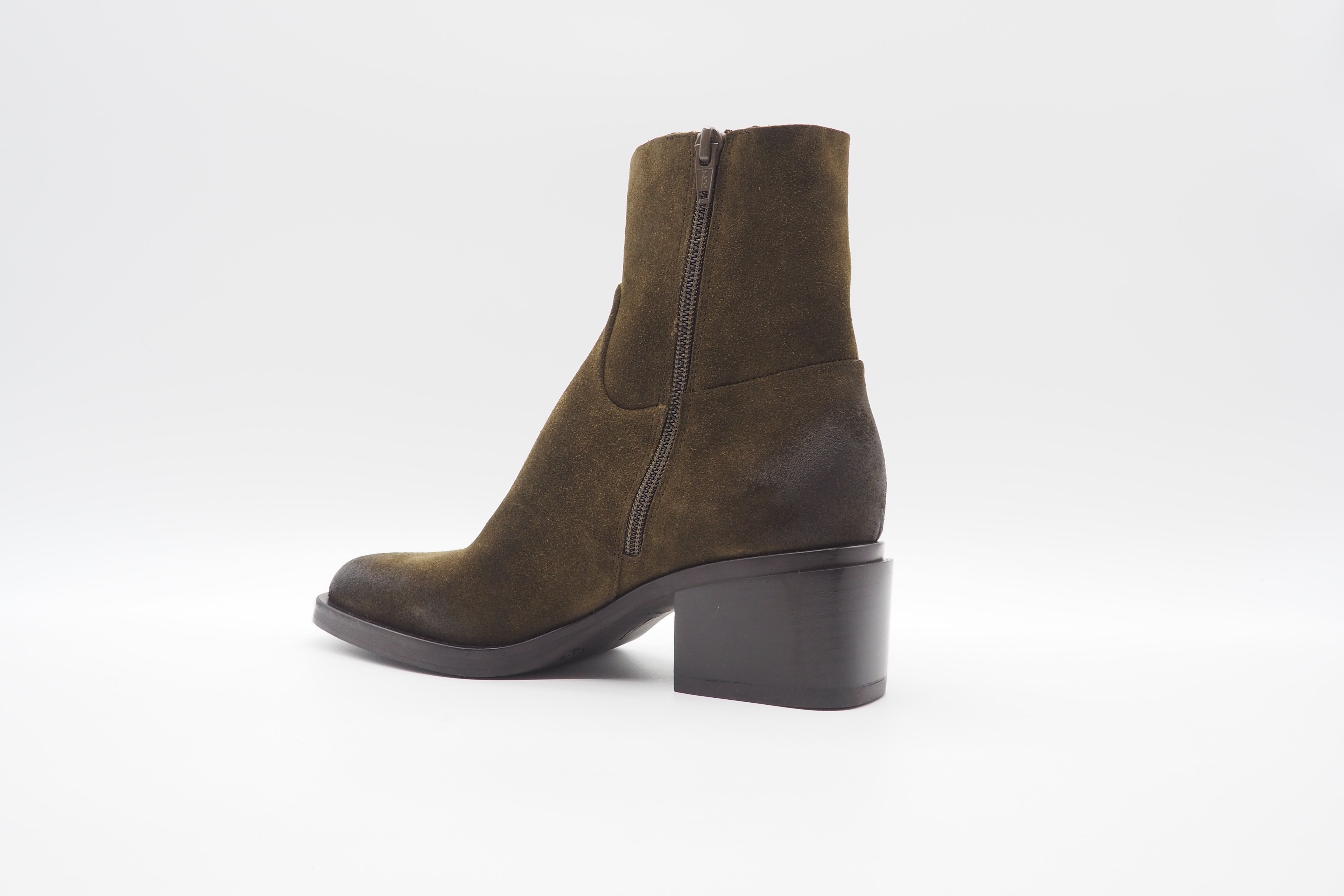 Damen Stieflette aus Veloursleder in Oliv - Absatz 5cm Damen Stiefel Elena Iachi 