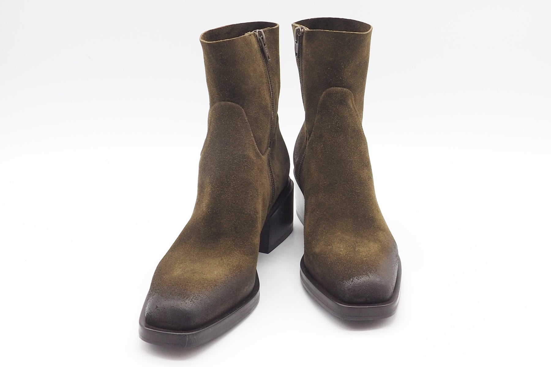 Damen Stieflette aus Veloursleder in Oliv - Absatz 5cm Damen Stiefel Elena Iachi 