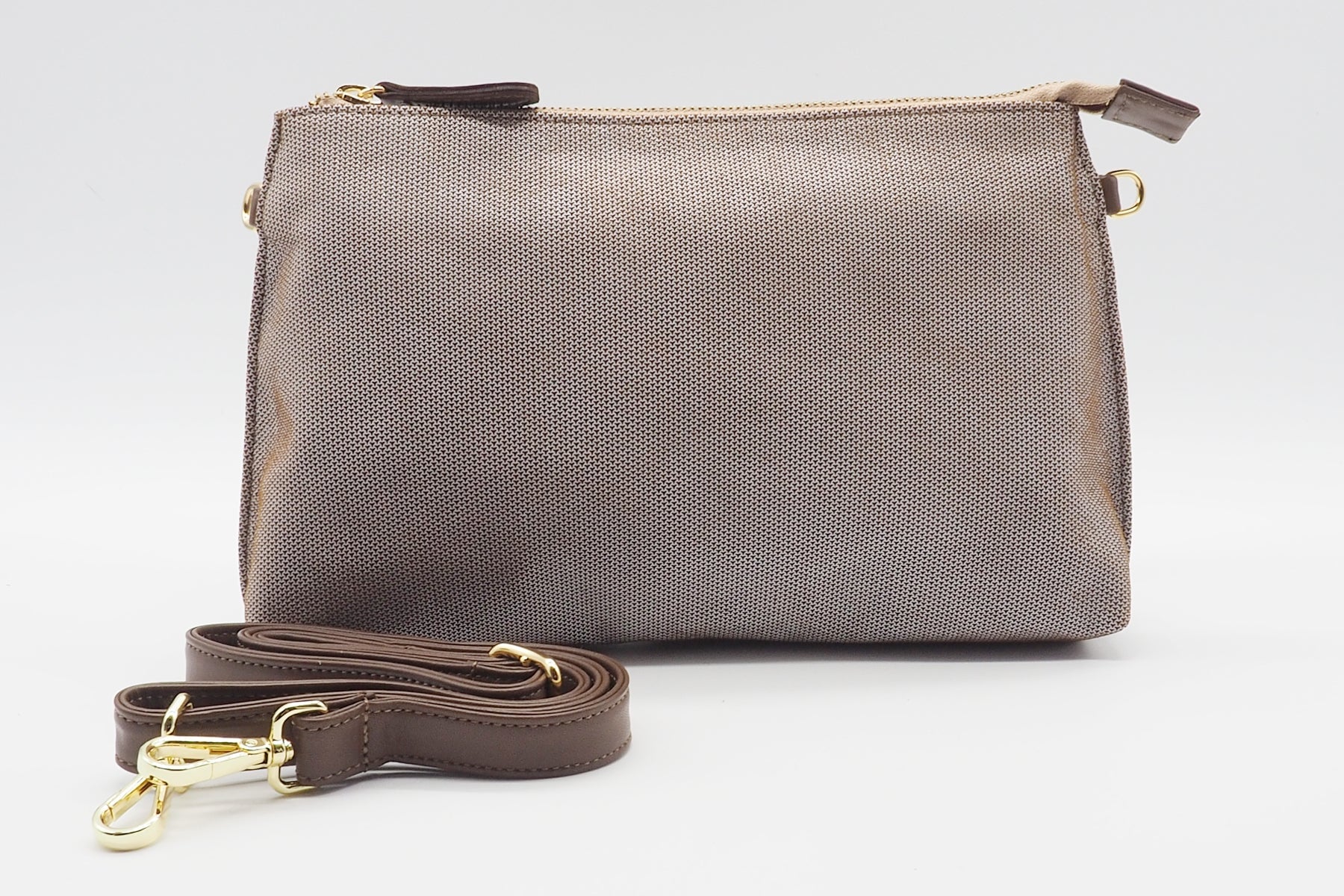 Damen Tasche aus geprägtem Nubuk in Braun - mit Lederriemen Damen Clutchbag Brunate 