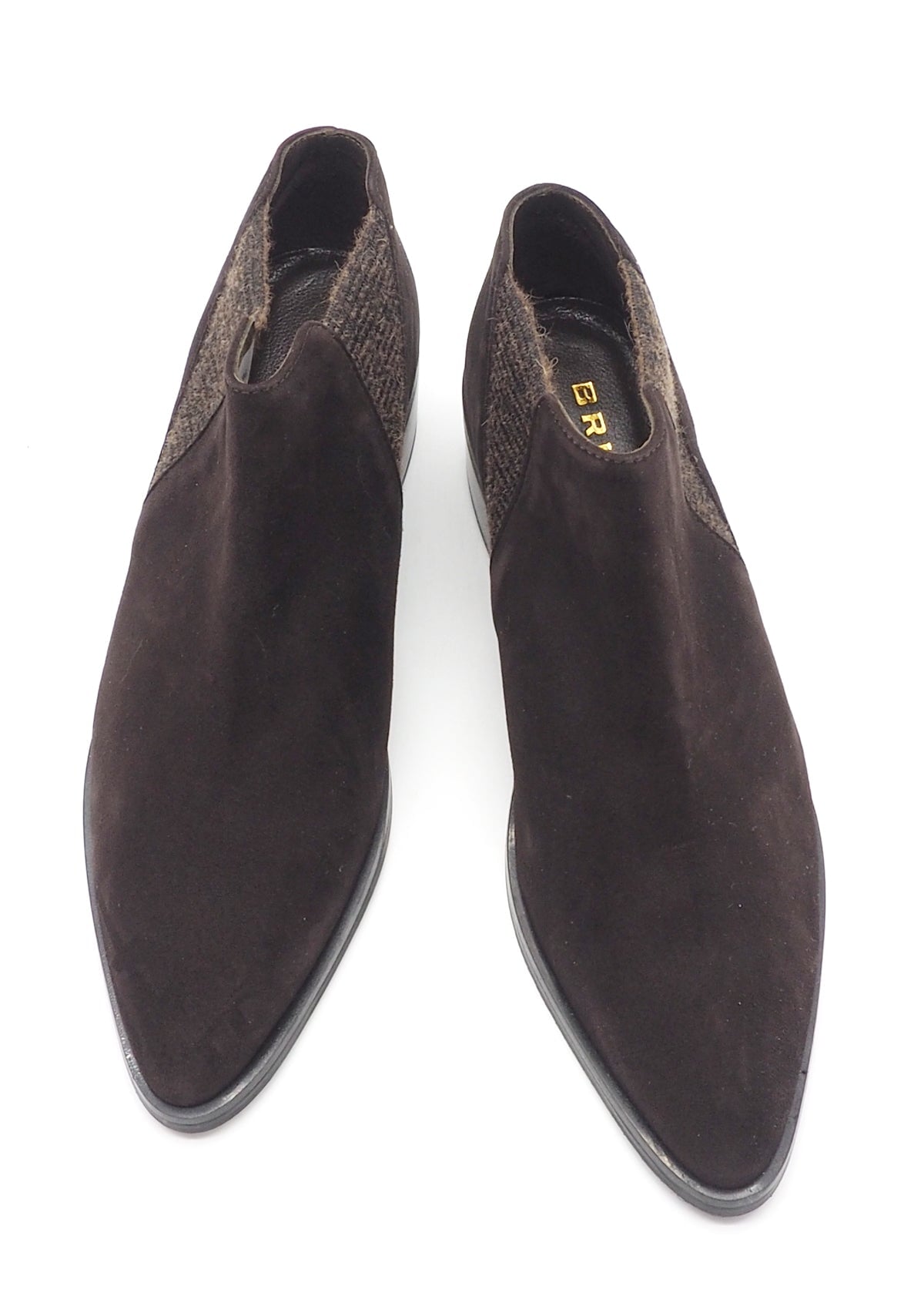 Damen Trotteur-Stiefelette aus Veoursleder in Dunkelbraun Damen Stiefelette Brunate 
