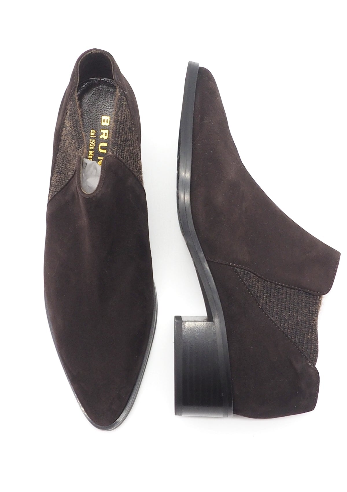 Damen Trotteur-Stiefelette aus Veoursleder in Dunkelbraun Damen Stiefelette Brunate 