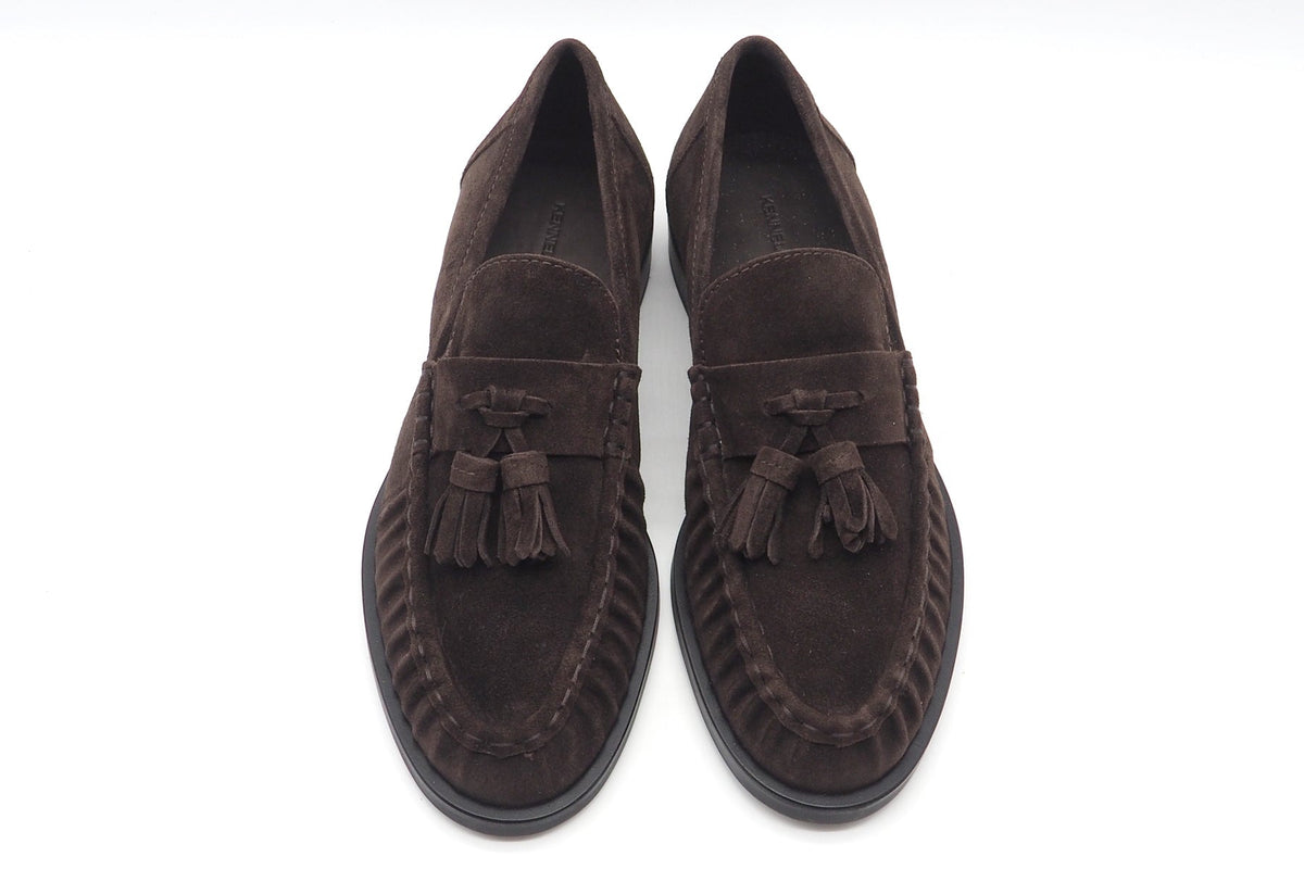 Damenloafer aus Velours in Dunkelbraun mit Mokassin-Naht und Tasseldetails - 2,5 cm Absatz Damen Loafers & Schnürer Kennel & Schmenger 