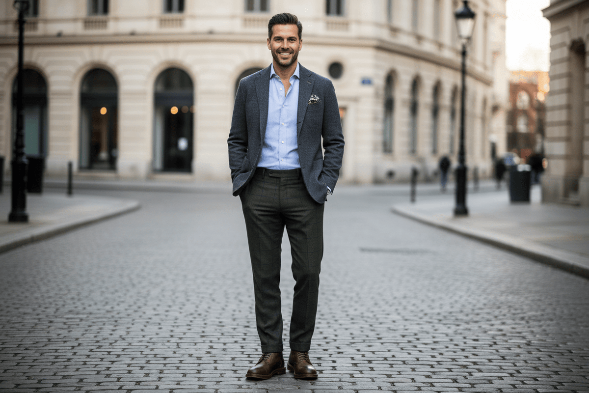 Durchgenähte Herren Schnürstiefelette aus softem Hirschleder in Braun Herren Stiefeletten Lemargo 