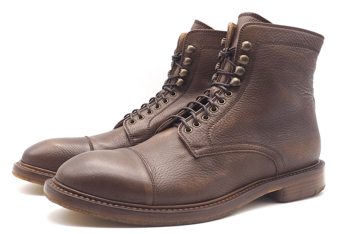 Durchgenähte Herren Schnürstiefelette aus softem Hirschleder in Braun Herren Stiefeletten Lemargo 
