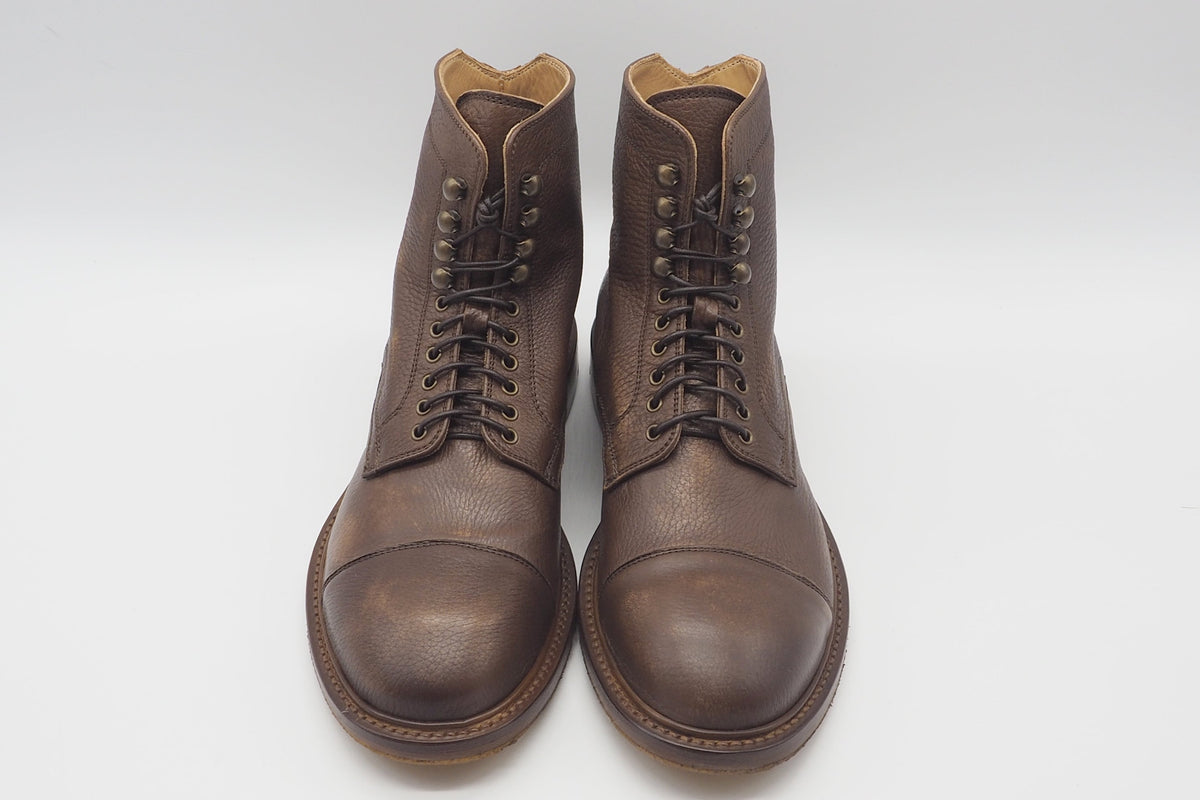 Durchgenähte Herren Schnürstiefelette aus softem Hirschleder in Braun Herren Stiefeletten Lemargo 