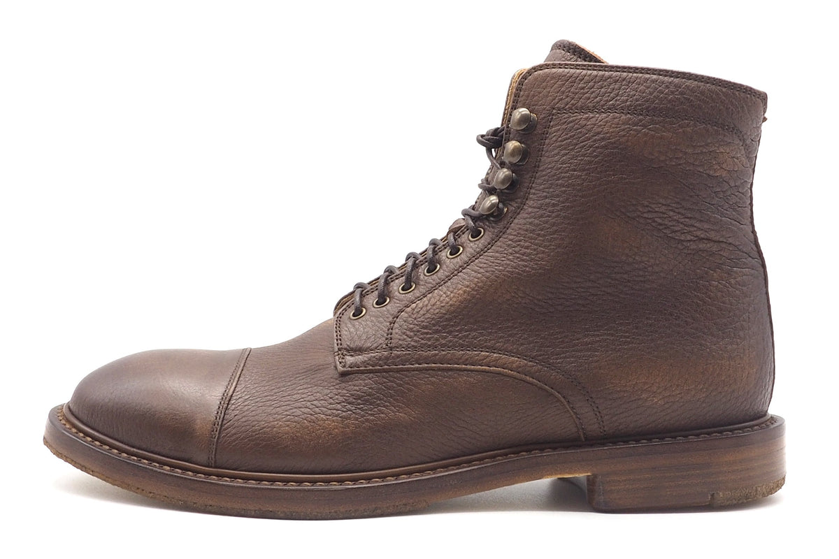 Durchgenähte Herren Schnürstiefelette aus softem Hirschleder in Braun Herren Stiefeletten Lemargo 