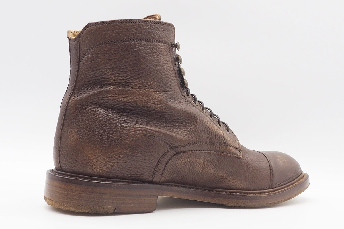 Durchgenähte Herren Schnürstiefelette aus softem Hirschleder in Braun Herren Stiefeletten Lemargo 