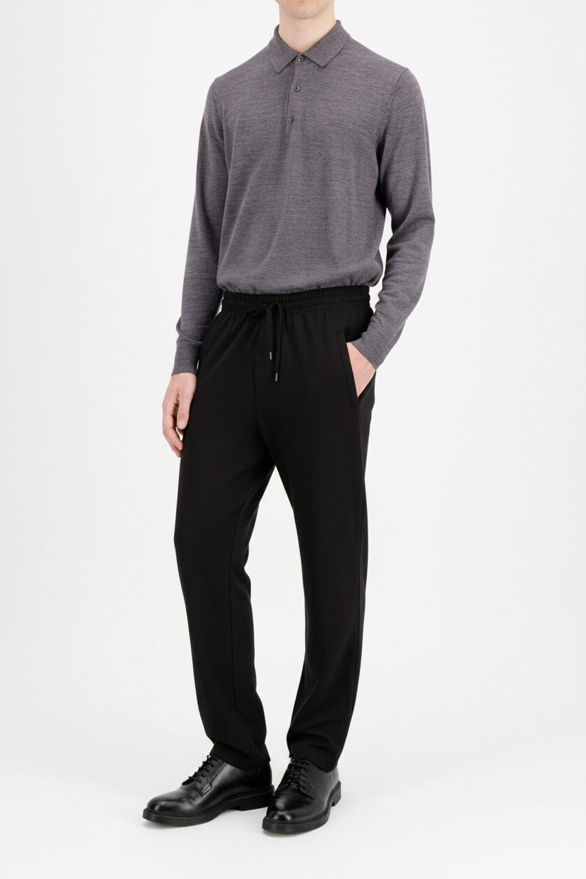 Edle Herren Jogginghose aus extrafeiner Merinowolle in Schwarz Herren Hose Harris Wharf London 