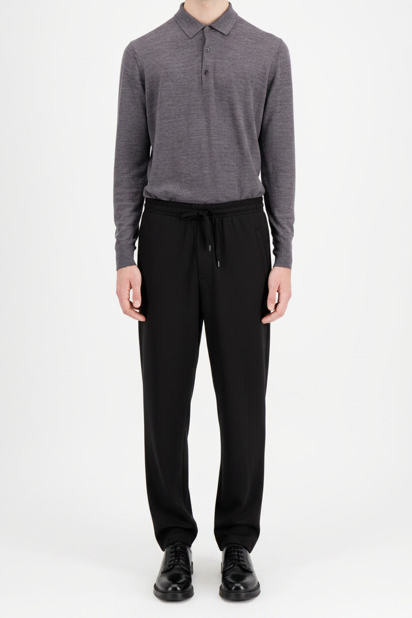 Edle Herren Jogginghose aus extrafeiner Merinowolle in Schwarz Herren Hose Harris Wharf London 