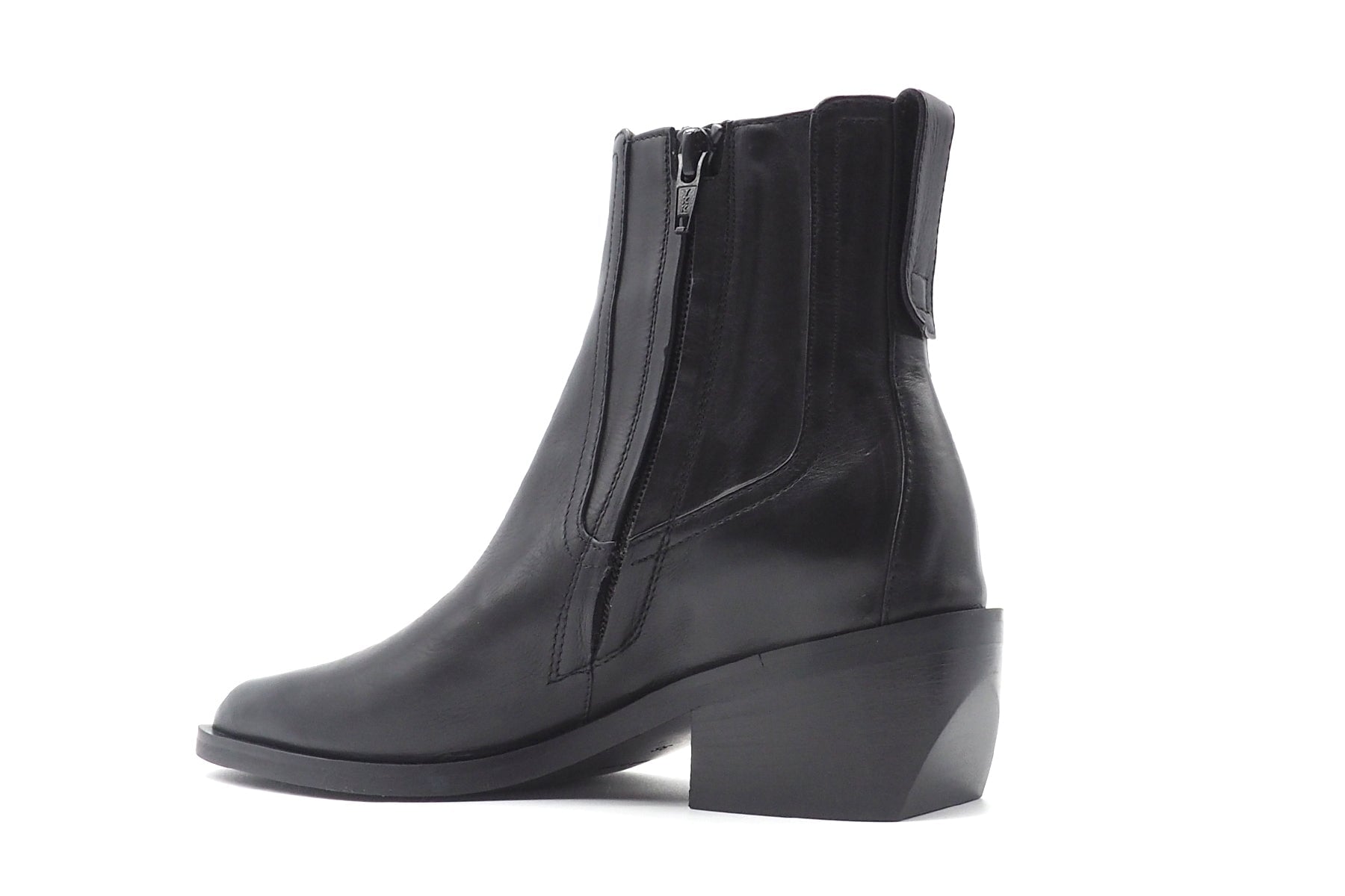 Edler Bootie im Bikerstil in softem Leder Schwarz - 5 cm Damen Stiefeletten Mara Bini 