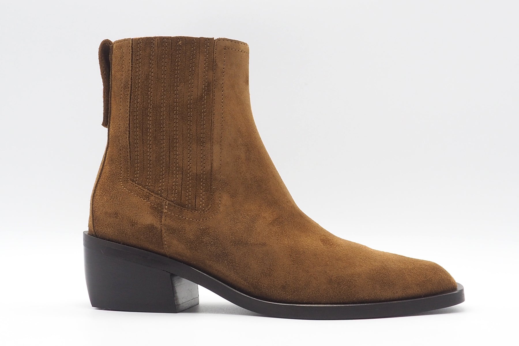 Edler Bootie im Bikerstil in Veloursleder Braun - 5 cm Damen Stiefeletten Mara Bini 