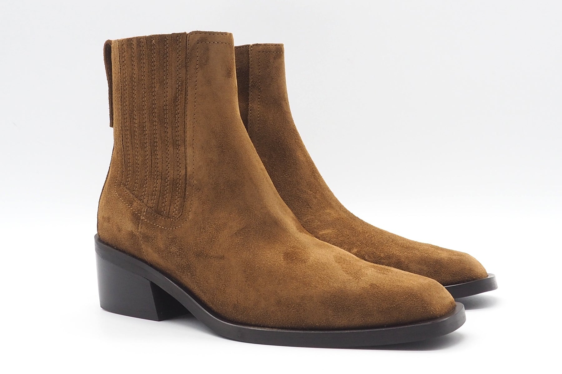 Edler Bootie im Bikerstil in Veloursleder Braun - 5 cm Damen Stiefeletten Mara Bini 