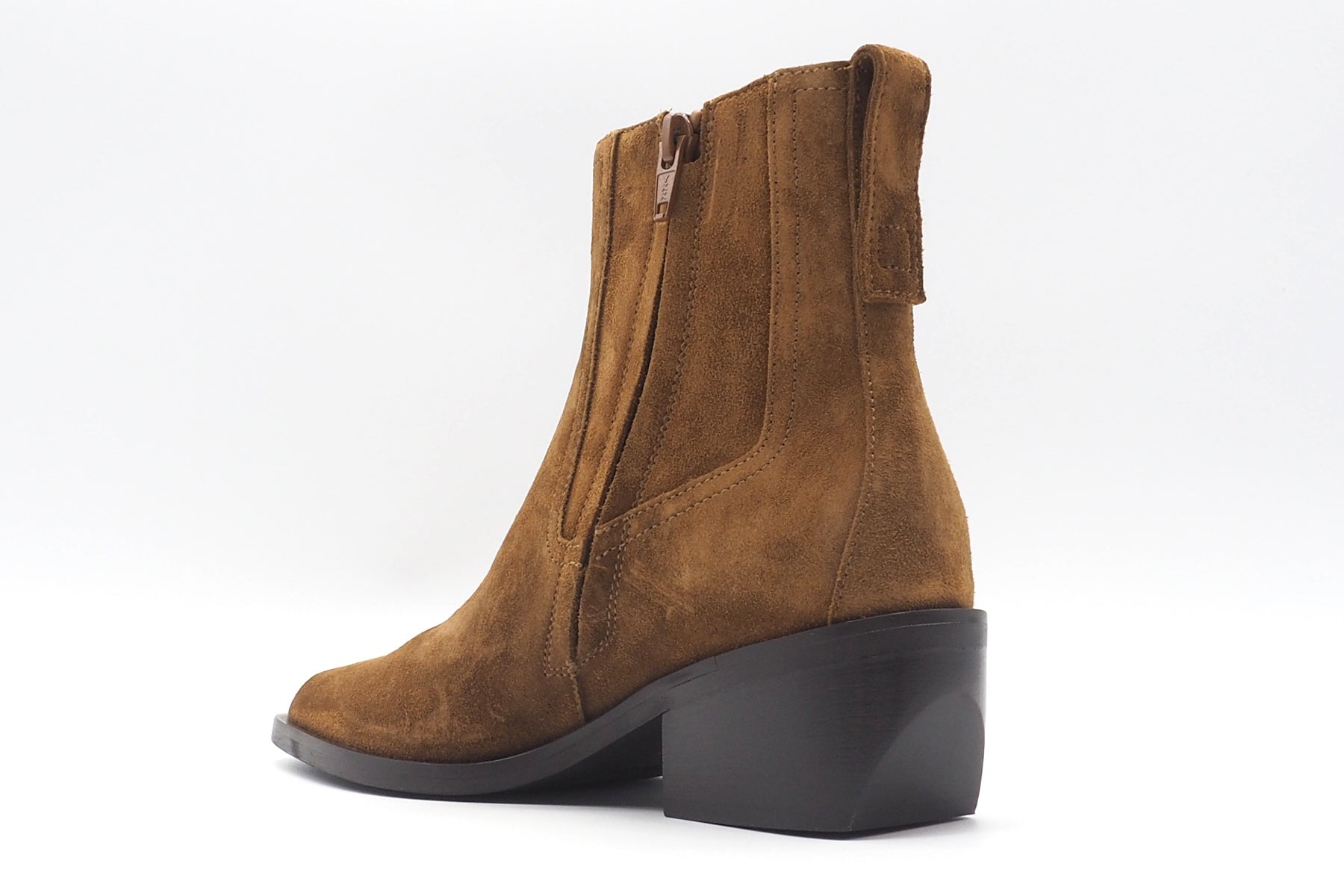 Edler Bootie im Bikerstil in Veloursleder Braun - 5 cm Damen Stiefeletten Mara Bini 