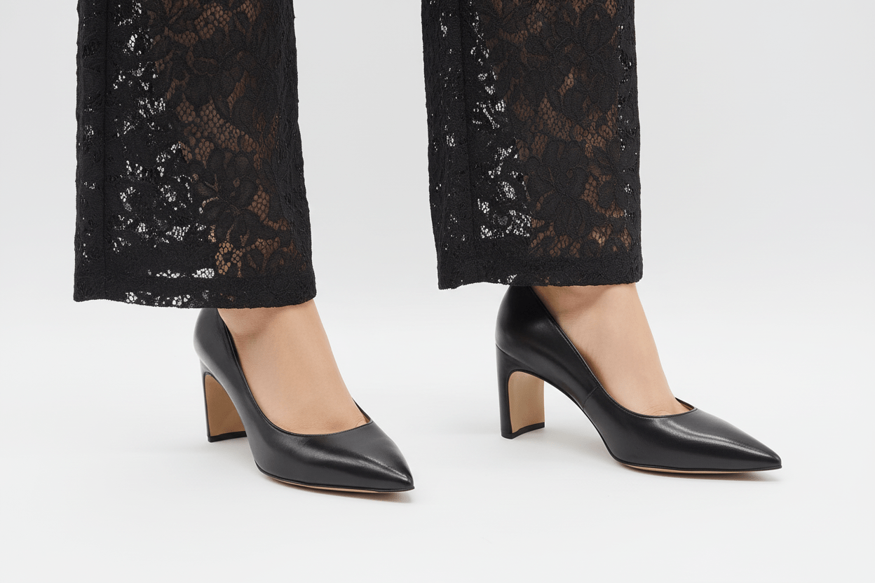 Edler Damen Pumps aus Handschuhleder in Schwarz - Absatz 8 cm Damen Pumps & Slings Mara Bini 