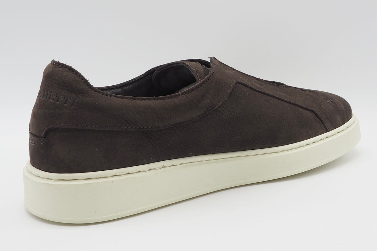 Edler Herren Slipper aus Nubukleder in Dunkelbraun - im Sneakerstil mit weicher Sohle Herren Slipper & Mokassins Pantanetti 