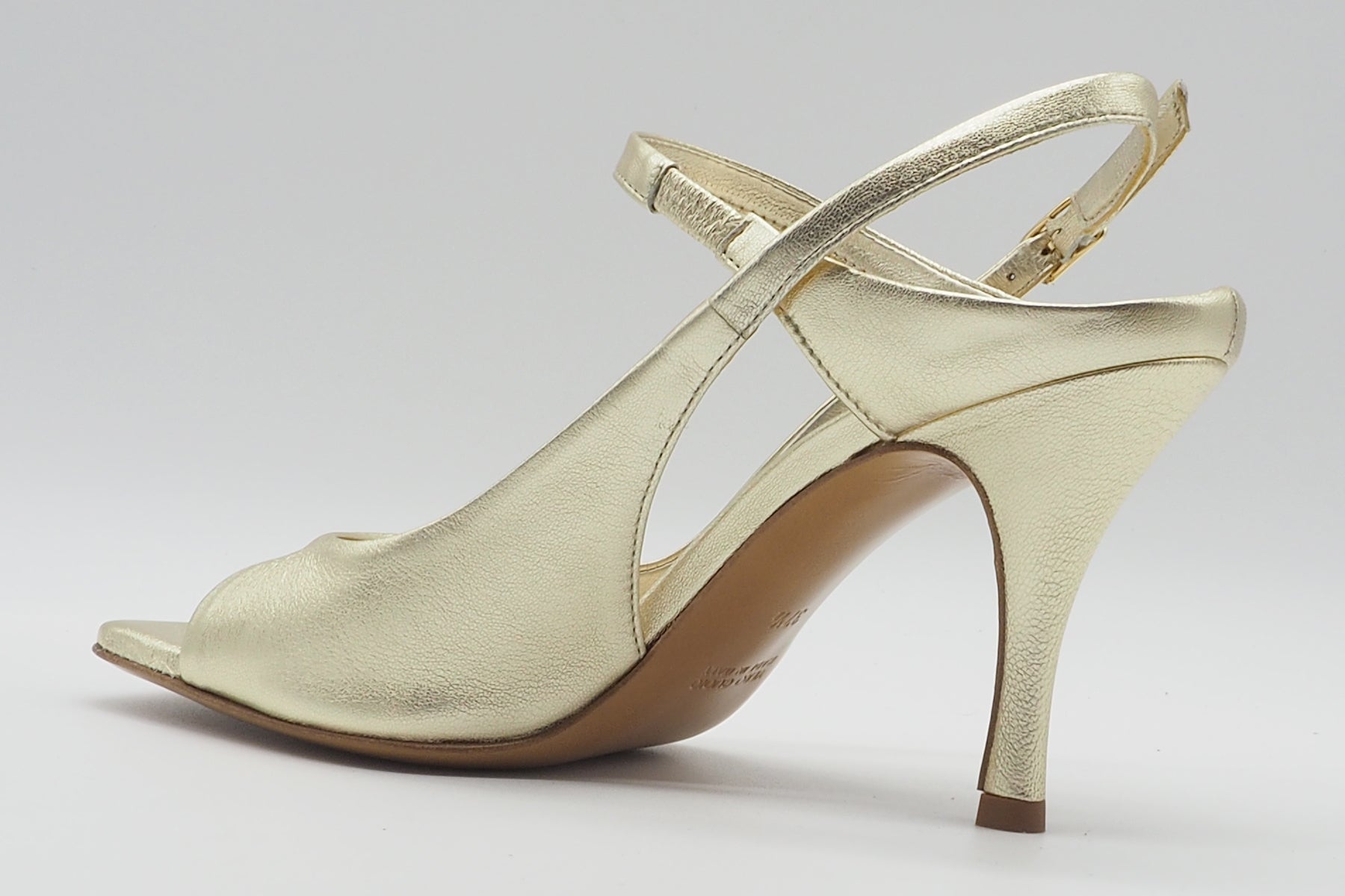 Elegante Damen Sandale mit Ristriemen in Leder Gold - 8 cm Absatz Damen Sandalen Guglielmo Rotta 