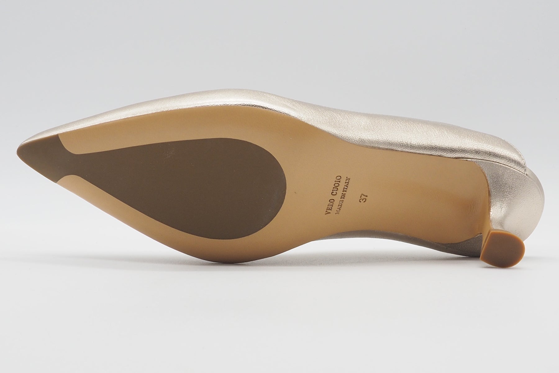 Eleganter spitzer Damen Sling in Metallicleder Platin - 5 cm Absatz Damen Pumps & Slings Mara Bini 
