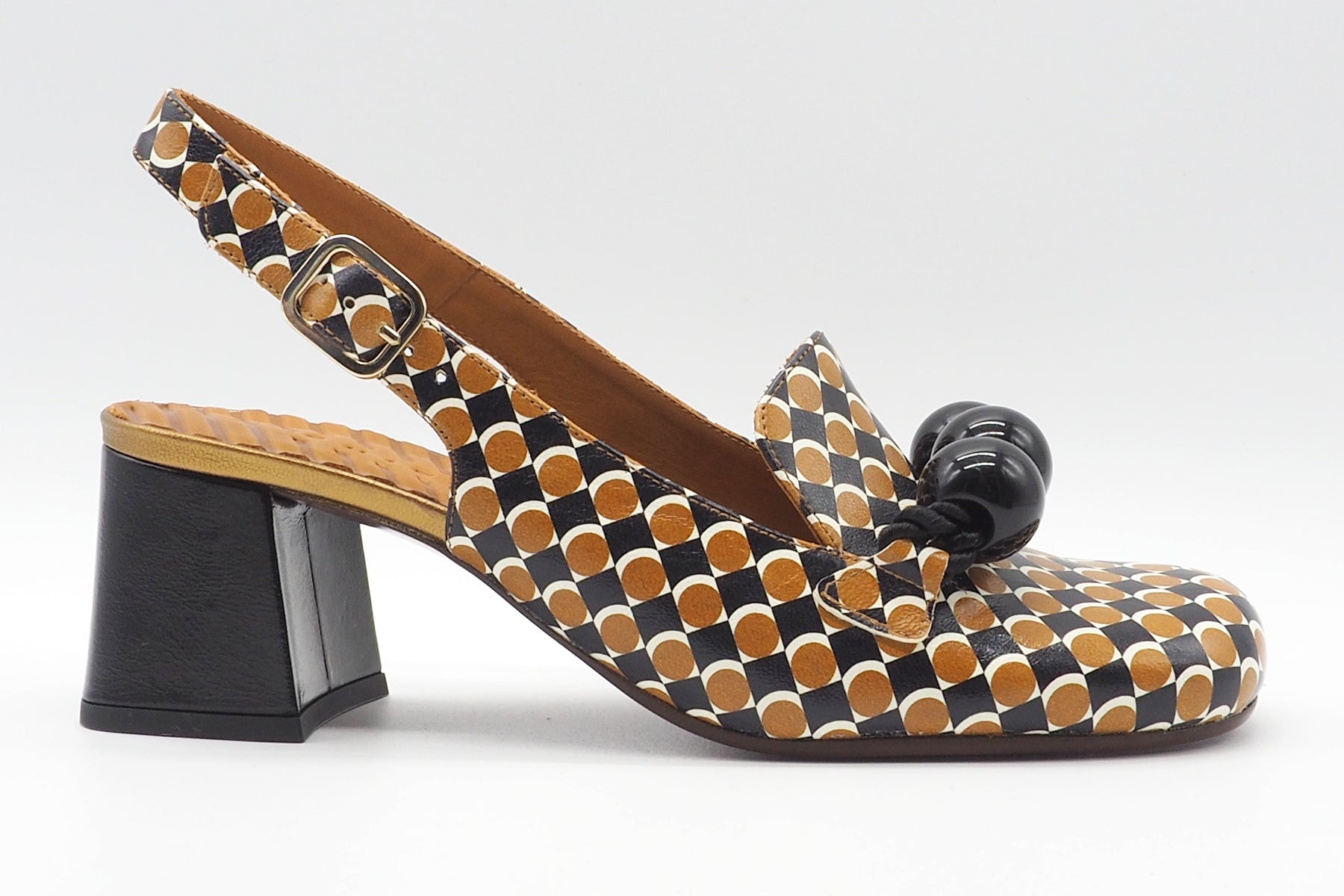 Extravaganter Damen Sling aus graphisch bedrucktem Leder im Retrostil - Absatz 6cm Damen Pumps & Slings Chie Mihara 