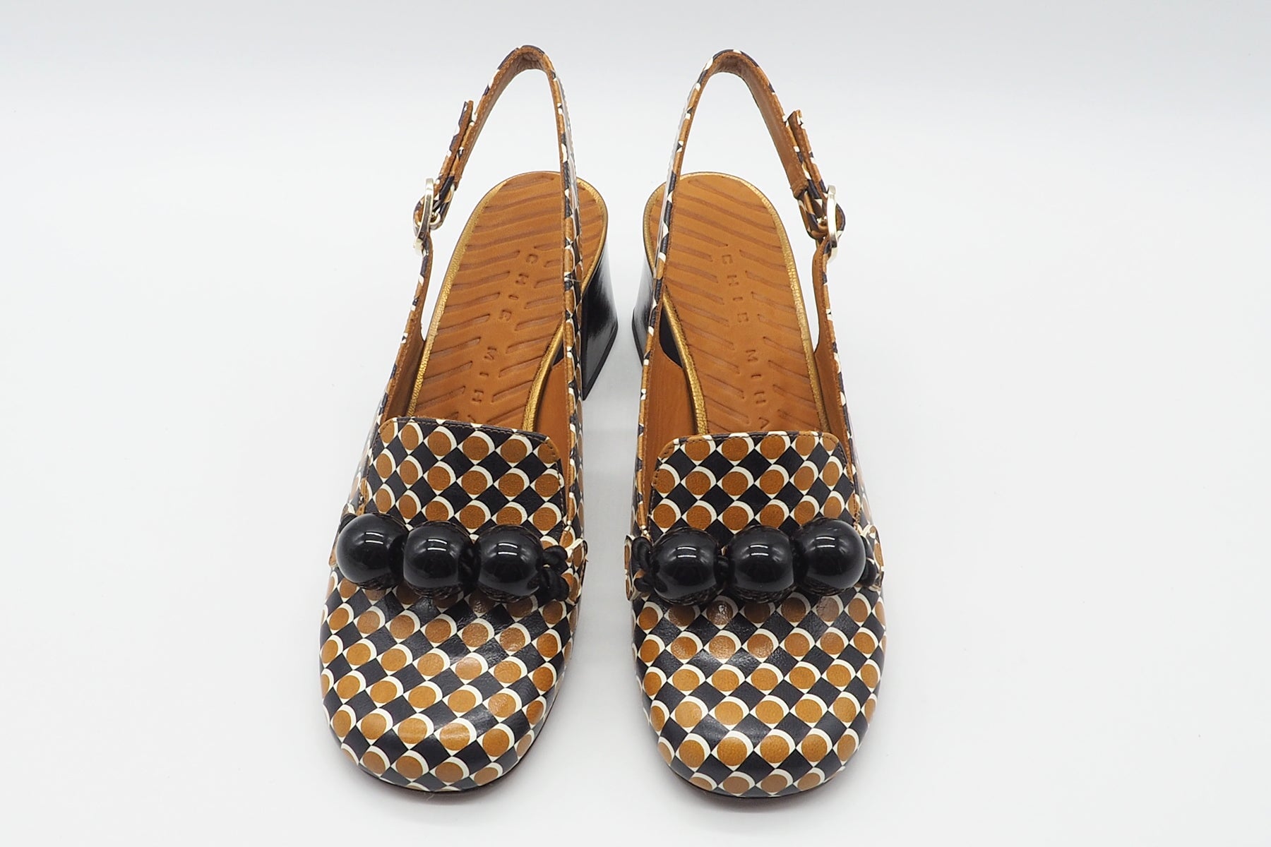 Extravaganter Damen Sling aus graphisch bedrucktem Leder im Retrostil - Absatz 6cm Damen Pumps & Slings Chie Mihara 
