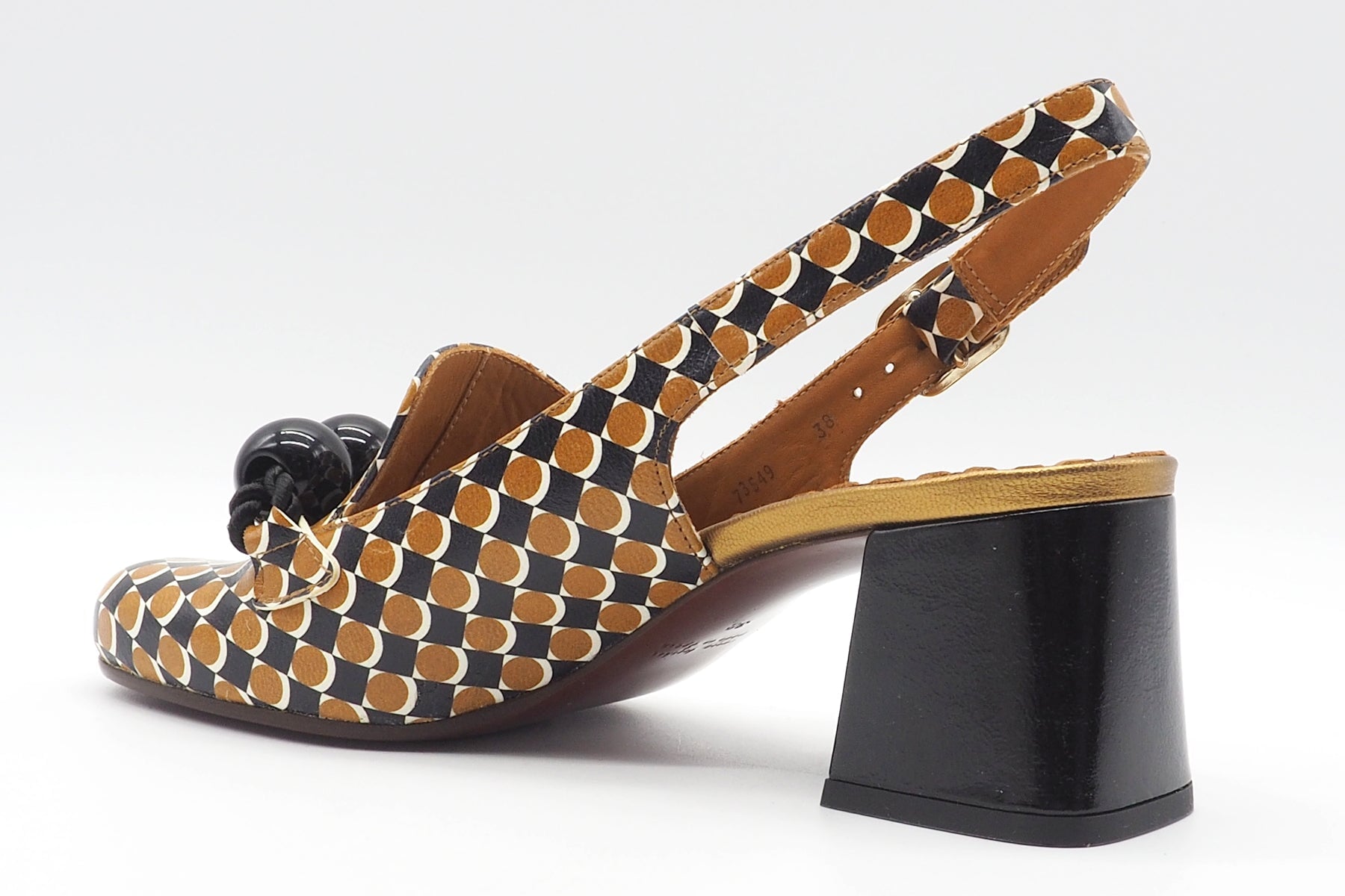 Extravaganter Damen Sling aus graphisch bedrucktem Leder im Retrostil - Absatz 6cm Damen Pumps & Slings Chie Mihara 