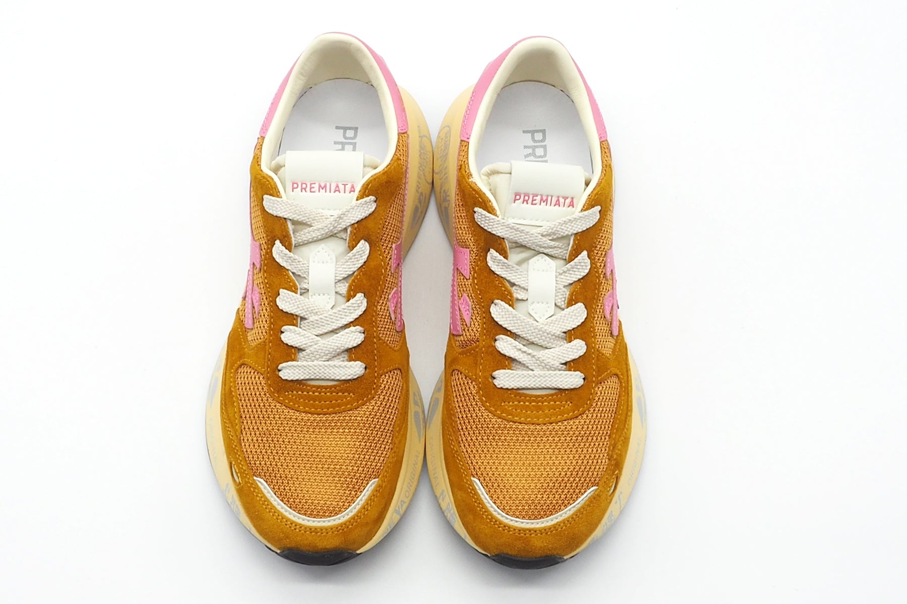 Extravaganter Damen Sneaker aus Velours & Mesh in Orange & Rosa - Lauryn Damen Sneaker Premiata 