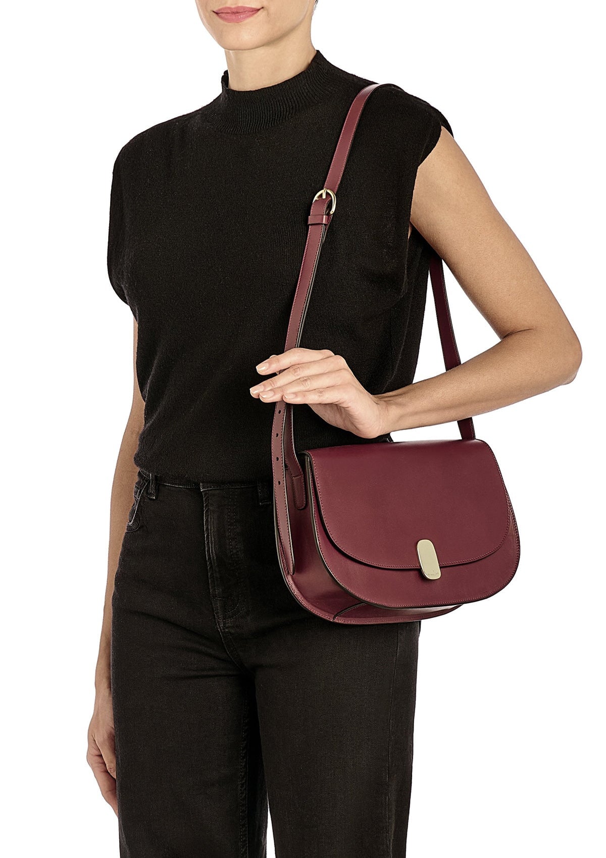 Feminine Schultertasche aus Leder in Bordeaux - Atelier Taschen Crossbody & Schultertaschen Il Bisonte 