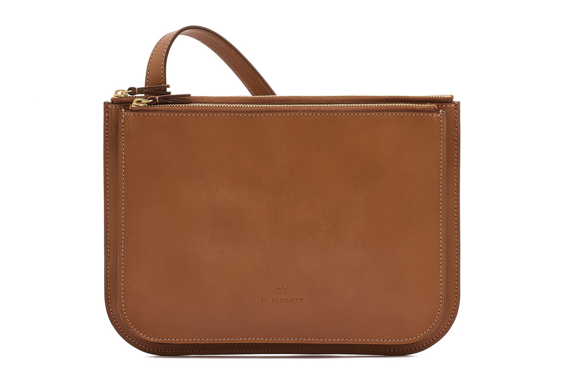Flache Crossbodybag aus Naturleder in Braun Taschen Crossbody & Schultertaschen Il Bisonte 